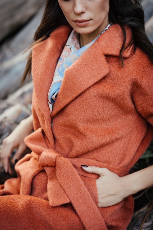 *Wool padded coat terracotta color