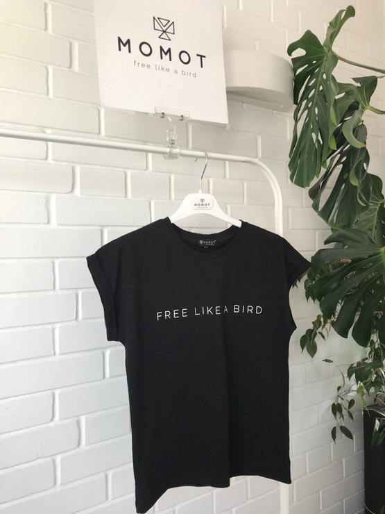 T-shirt free like a bird, Black, XS