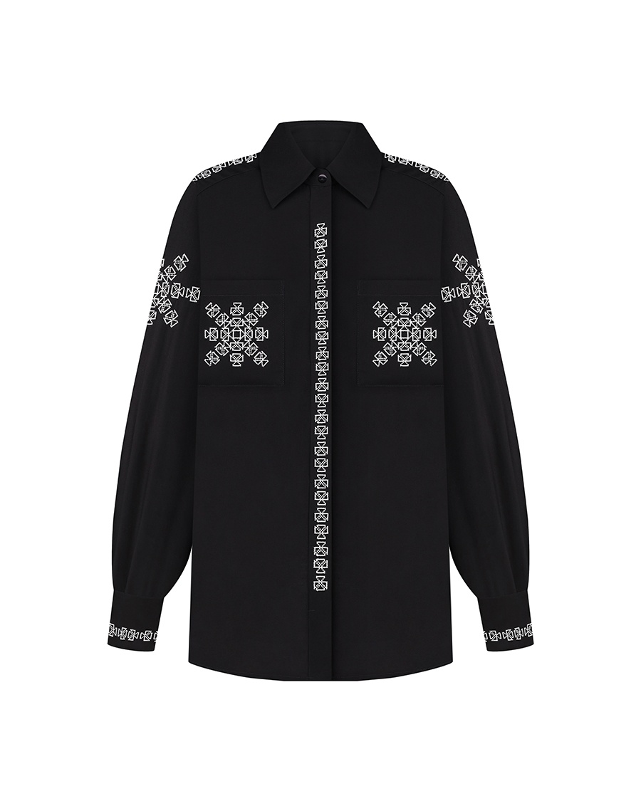 Embroidered shirt LOVE black with white embroidery