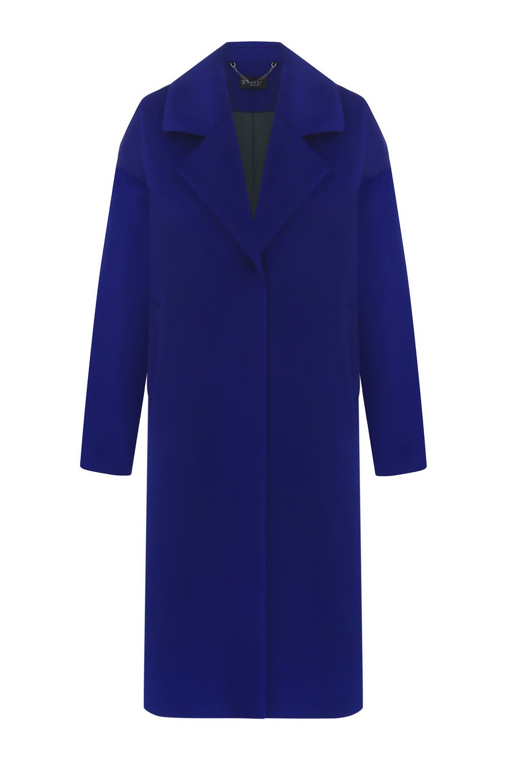 Velvety wool coat with a small pile electric color