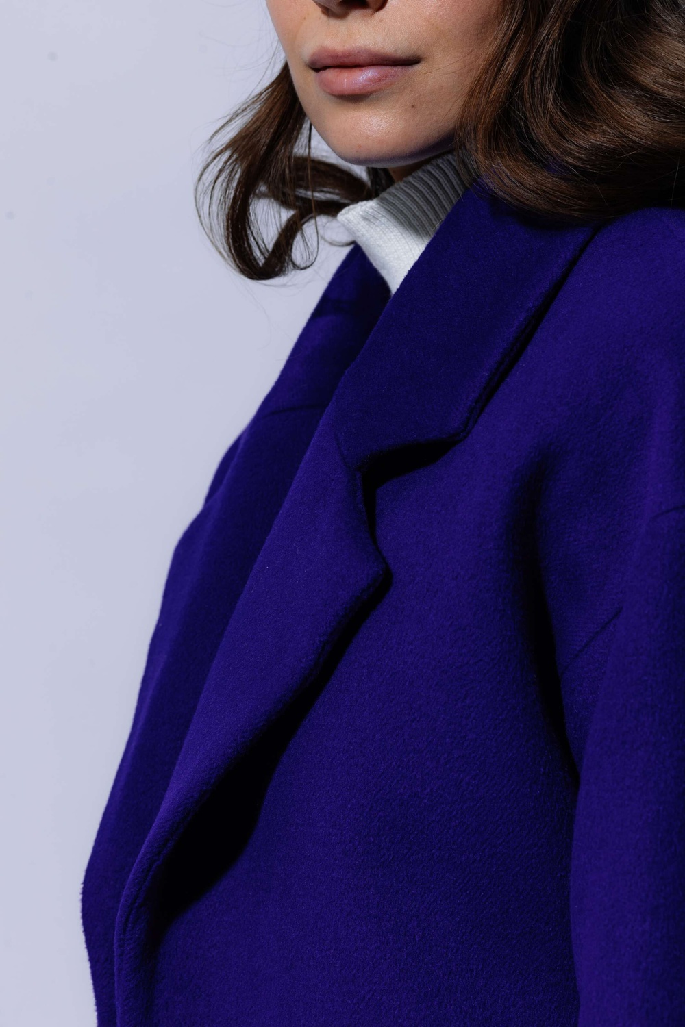 Пальто из бархатистой шерсти с небольшим ворсом цвет электрик 093_electric фото