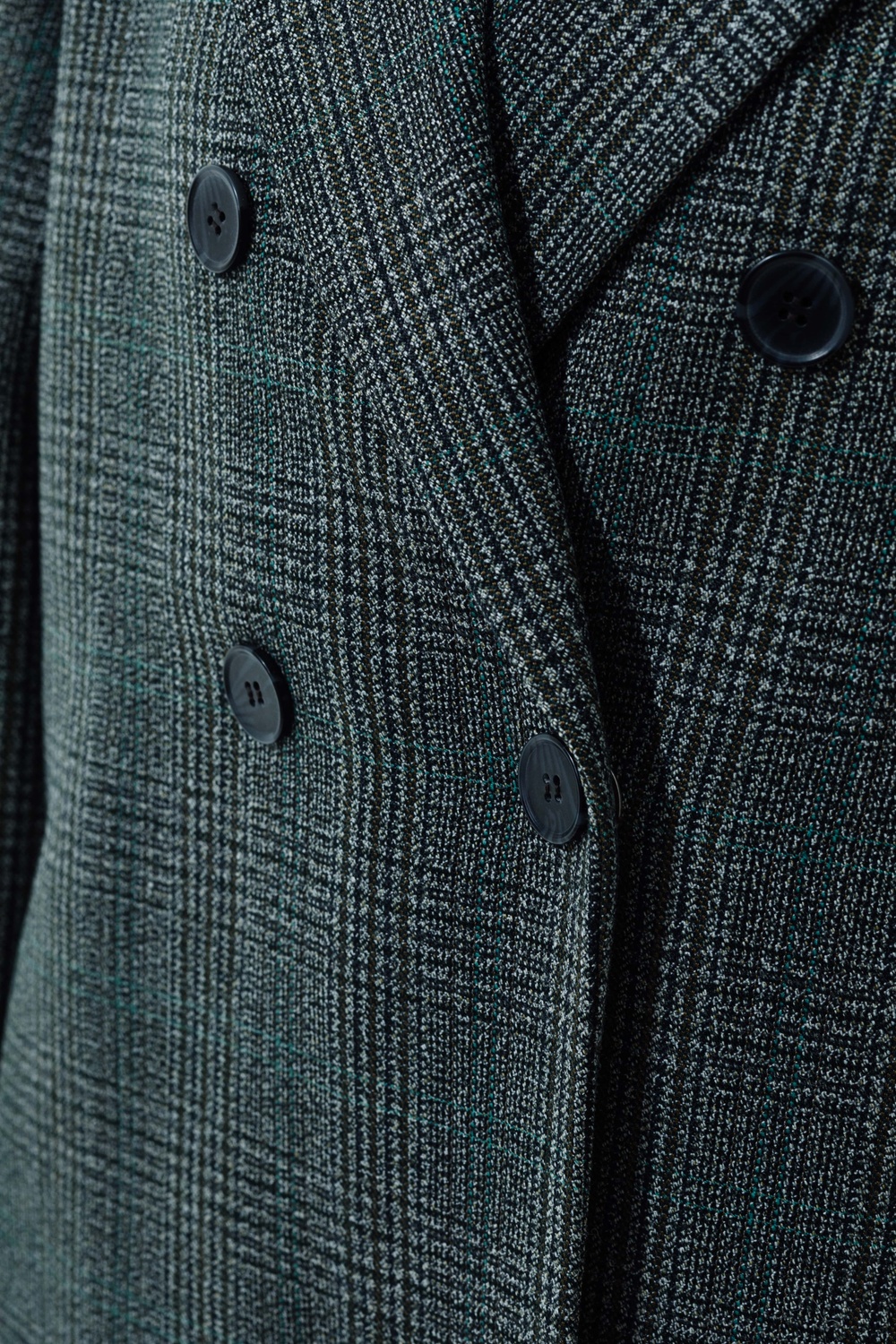 Пальто-жакет в мужском стиле из тонкой шерсти серо-зеленая клетка 093_gray_green_check фото