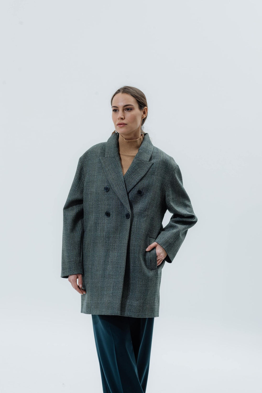 Wool Coat-jacket grey-green check