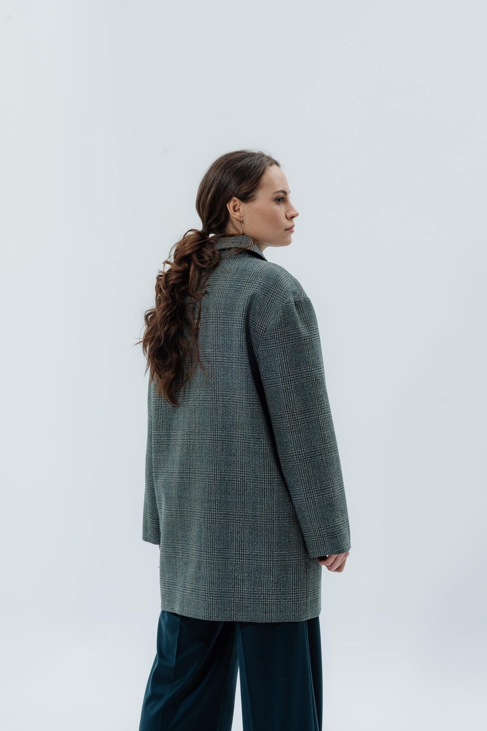 Wool Coat-jacket grey-green check