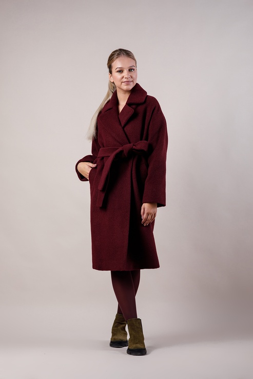 *Пальто утеплённое из шерсти цвет бордо 081-burgundy фото