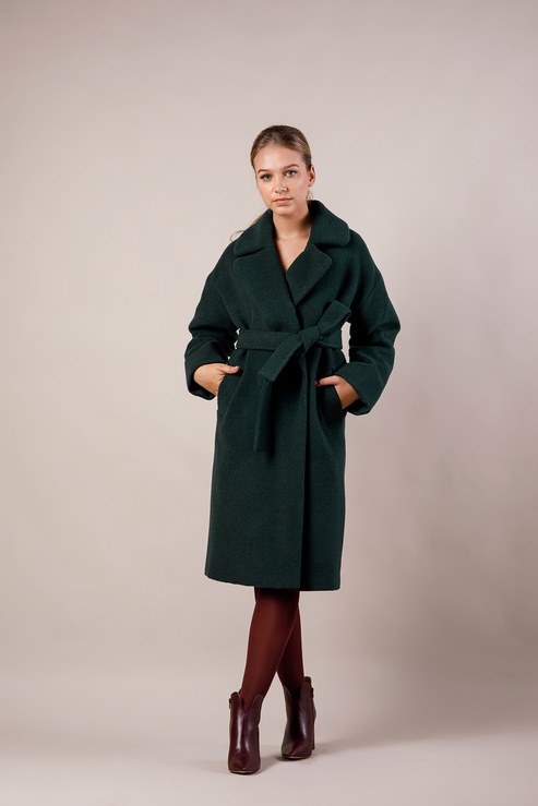*Пальто утеплённое из шерсти цвет изумрудный 081-green фото