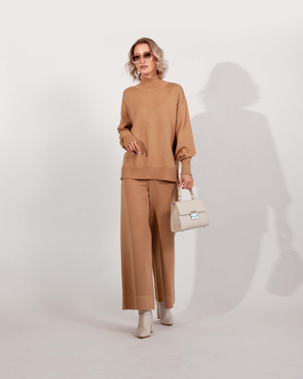 Knitted suit. Merino wool blend sweater and trousers 17 colors
