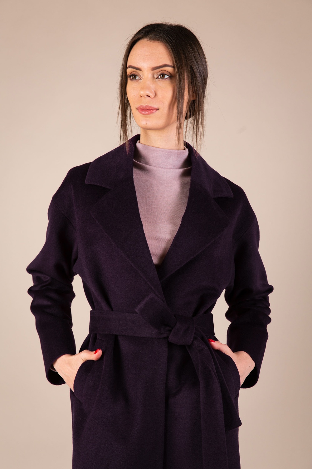 *Пальто из плотной шерсти темно-фиолетовое 093_fiolet фото