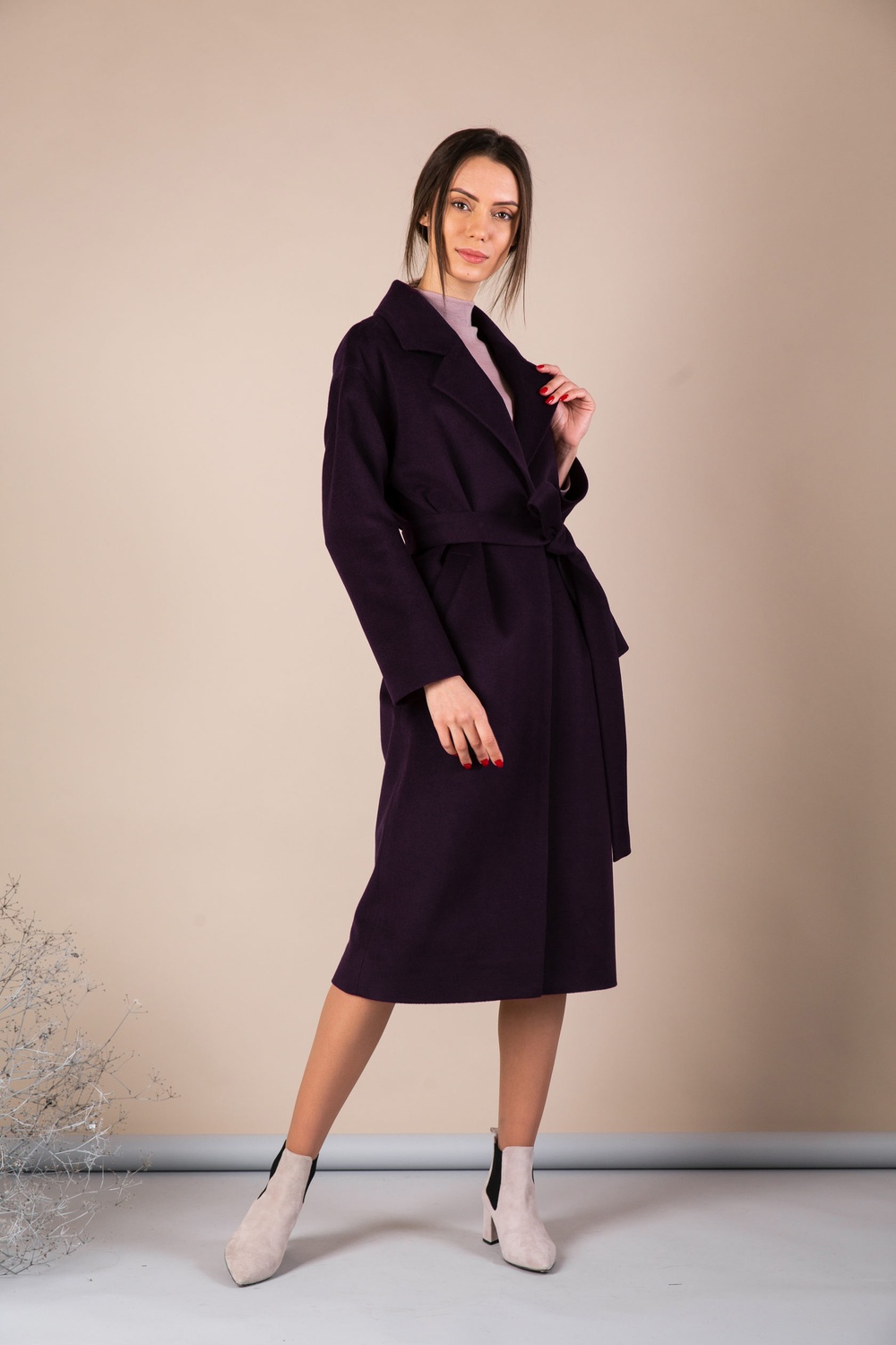 *Violet fine wool coat