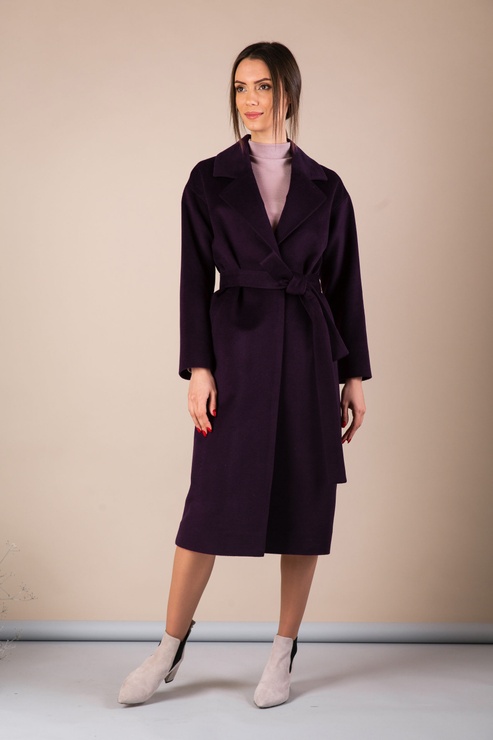 *Пальто зі щільної вовни темно-фіолетове 093_fiolet фото