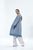 Long cardigan knitted from merino wool blue logo, Light Blue, XS